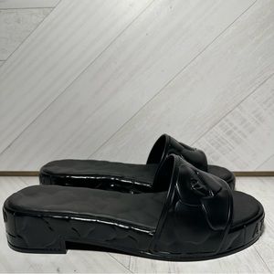 $450 VALENTINO Garavani Atelier Rose Floral Rubber Platform Slides Sandals 38